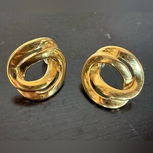 Vintage Monet Gold tone Chunky Pierced earrings estate